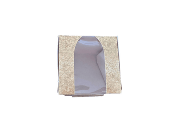 Cutii carton natur cu fereastra pentru prajituri 10 x 10 x H 8 cm, 50 buc/set