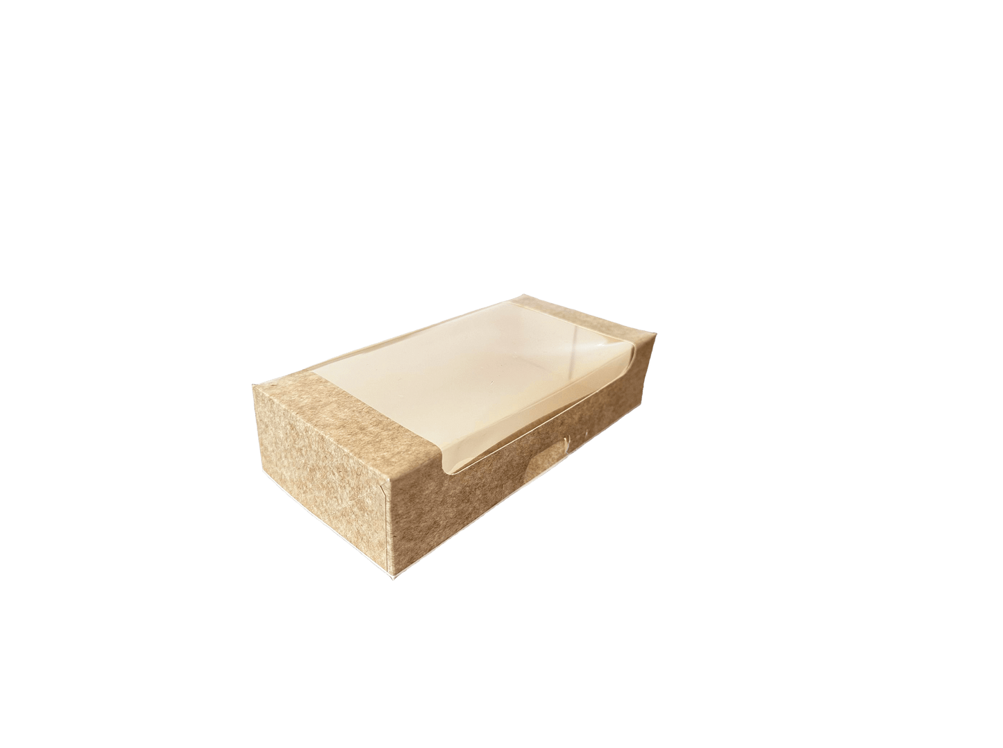 Cutii carton natur cu fereastra pentru prajituri 20 x 10,5 x H 5 cm, 50 buc/set