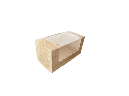 Cutii carton natur cu fereastra pentru prajituri 19 x 10 x H 10 cm, 50 buc/set