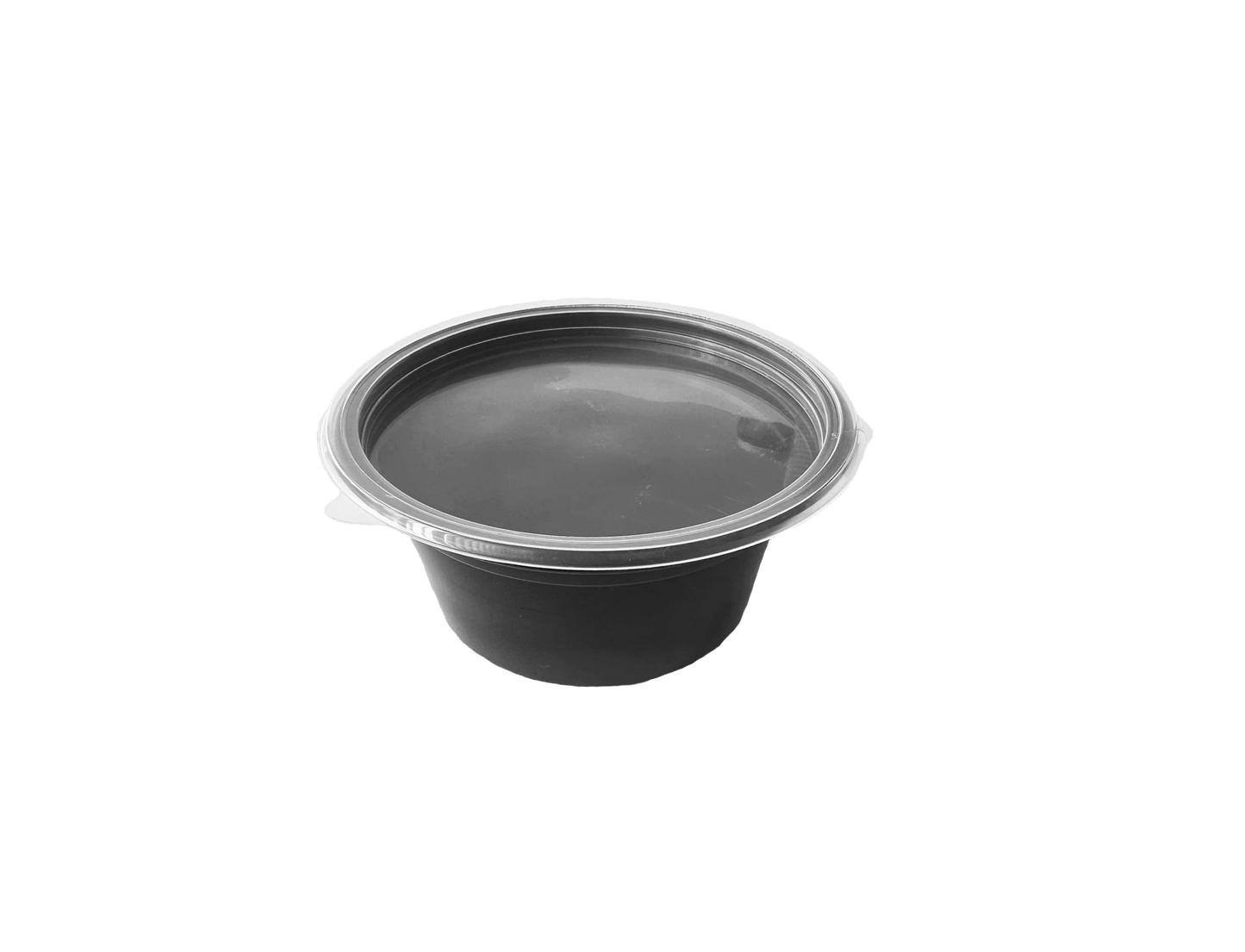 Bol supa negru din PP 680 ml, cu capac transparent 50 buc/set b