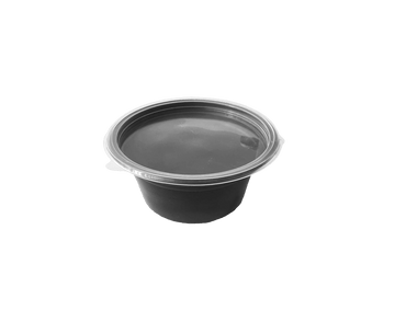 Bol supa negru din PP 680 ml, cu capac transparent 50 buc/set b