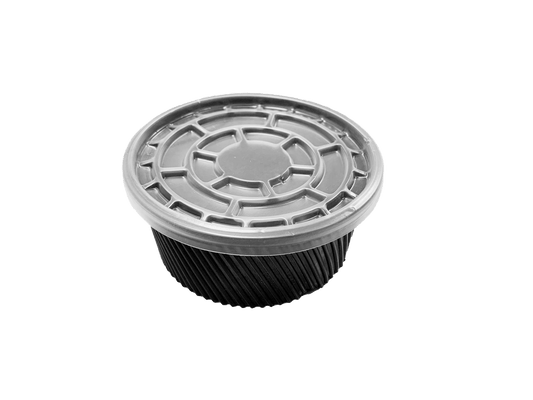 Bol supa negru din PP cu capac transparent inclus, 500 ml, 100 buc/set d