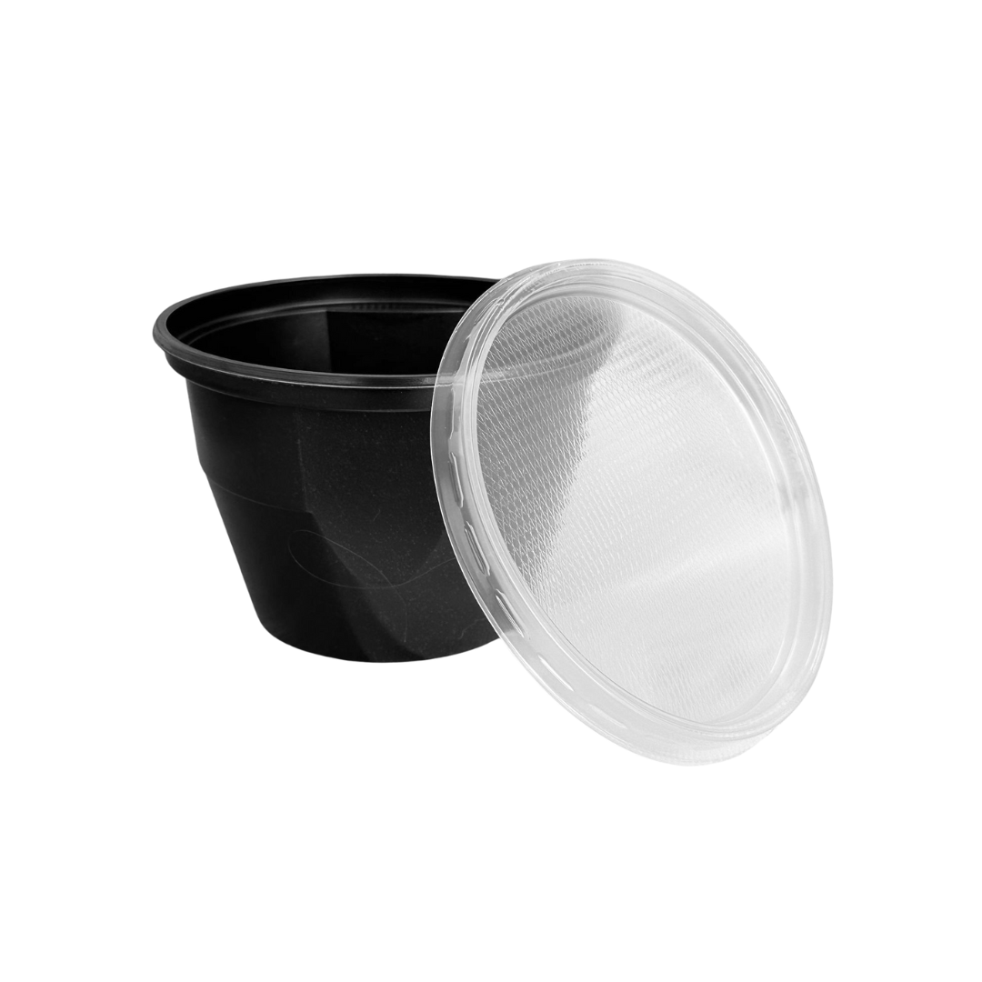 Capac transparent pentru boluri negre PP si bol negru