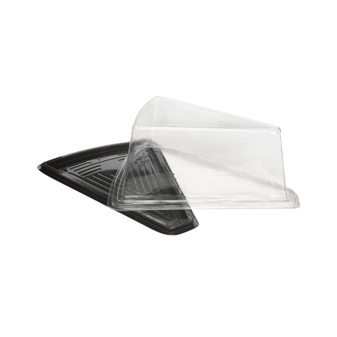 Caserola felie de tort cu baza neagra si capac transparent