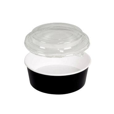 Caserole carton negre rotunde pentru salata, 38 oz cu capac transparent b