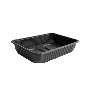 Caserole negre cu capac transparent inclus, 500 ml, 17.3 x 12.9 x 3.4 cm, 50 buc/set