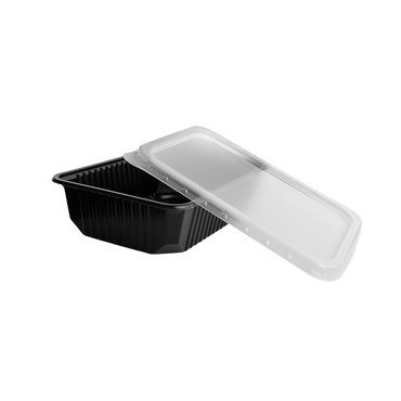 Caserole negre cu capac transprent inclus, 750 ml, 17.3 x 12.9 x 4.2 cm, 50 buc/set