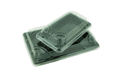 Caserole sushi negre cu capac transparent,