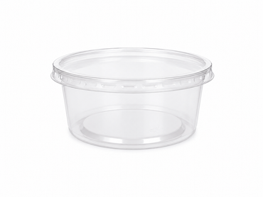 Cupe rotunde transparente PP, 200 cc, capac inclus, 100 buc/set