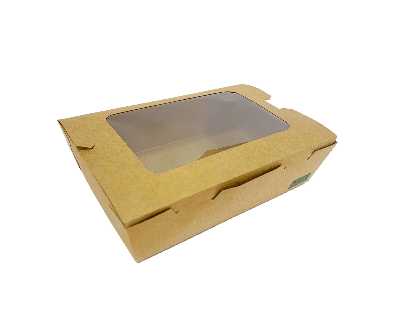 Cutii carton kraft meniu catering 1200 ml, cu fereastra, 20 x 15 x 5 cm, 50 buc/set