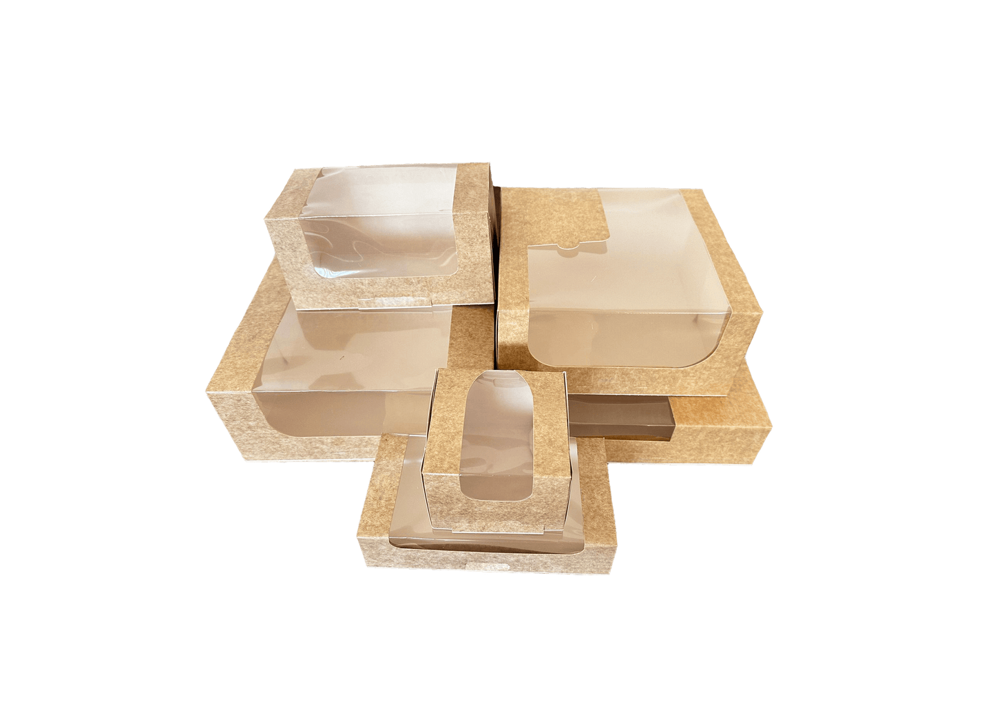 Cutii carton natur cu fereastra pentru prajituri