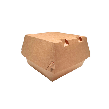 Cutii carton kraft medii pentru hamburger, 11,5 x 11,5 x 8,5 cm, 100 buc/set C