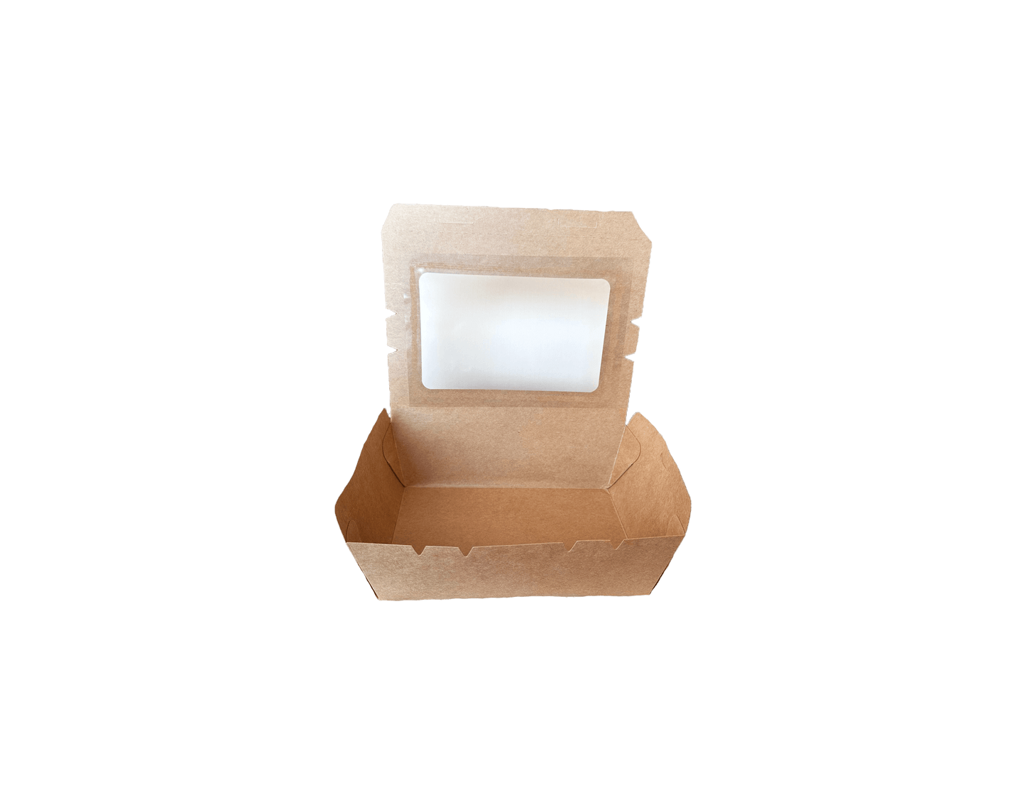 Cutii carton kraft meniu catering 2100 ml, cu fereastra, 19,5 x 14 x H 6,5 cm, 50 buc/set