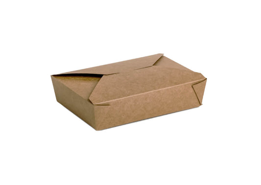 Cutii carton kraft meniuri catering 195 x 140 x H 48 mm, 50 buc/set