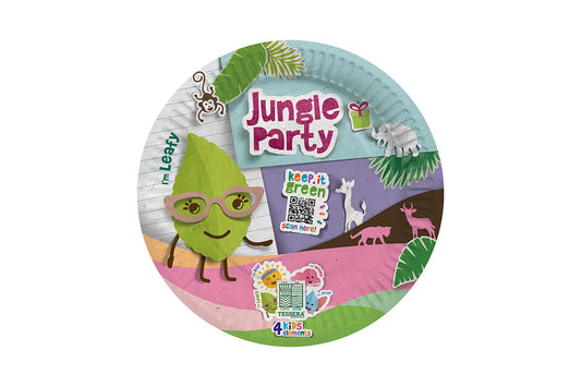Farfurii carton rotunde Party Jungle, 23 cm, 8 buc/set