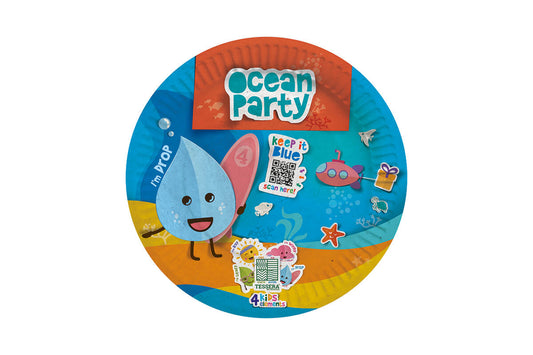 Farfurii carton rotunde Party Ocean, 23 cm, 8 buc/set