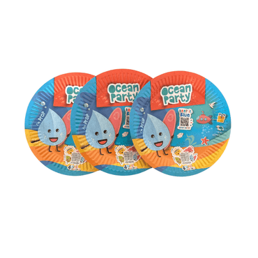 Farfurii carton rotunde Party Ocean si Planet, 23 cm, 8 buc/set articole petrecere copii