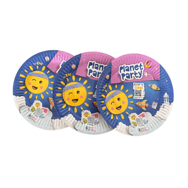 Farfurii carton rotunde Party Planet, 23 cm, 8 buc/set artciole petrecere copii