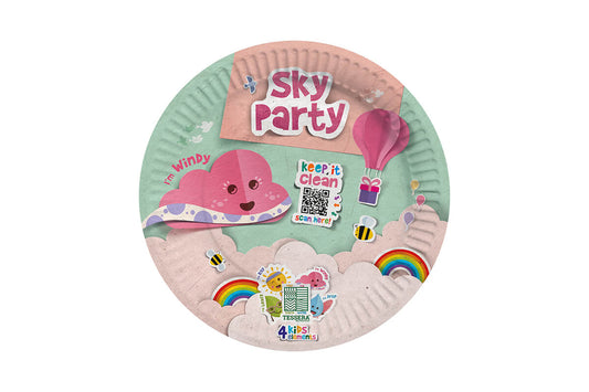 Farfurii carton rotunde Party Sky, 23 cm, 8 buc/set