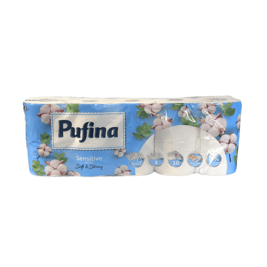 Hartie igienica alba Pufina Soft Sensitive 3 str, 10 role/set