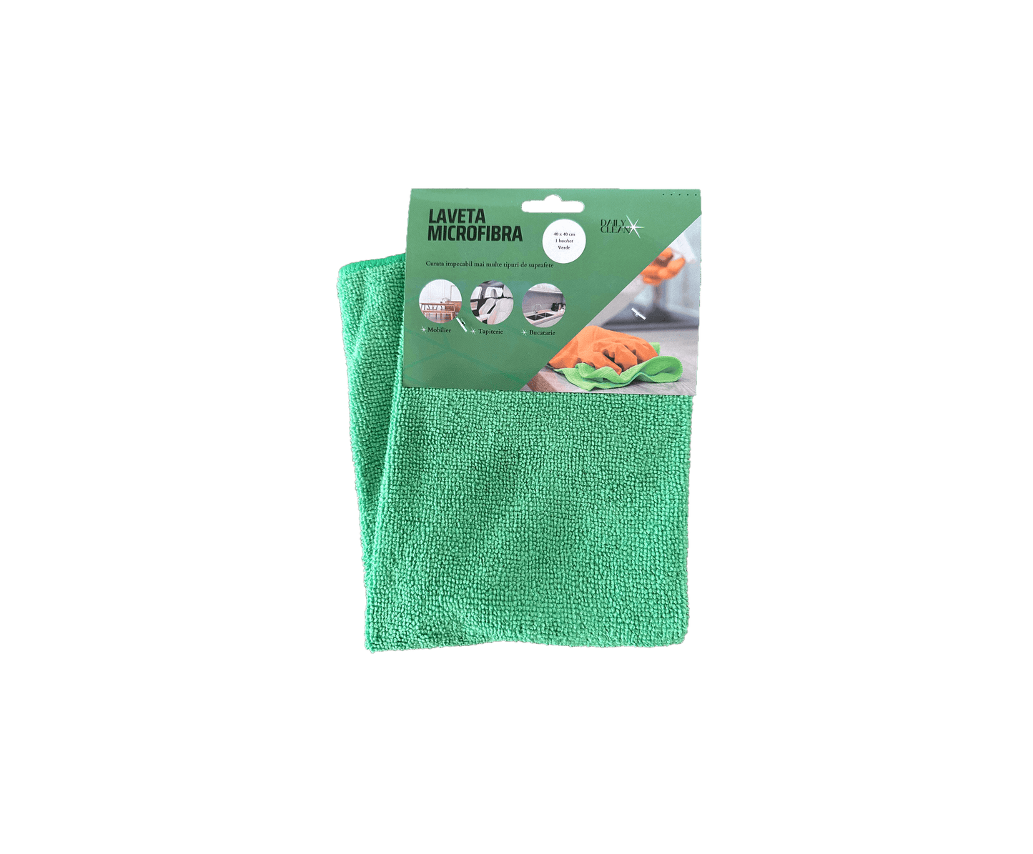 Lavete microfibra 40 x 40 cm, 1 buc/set verde
