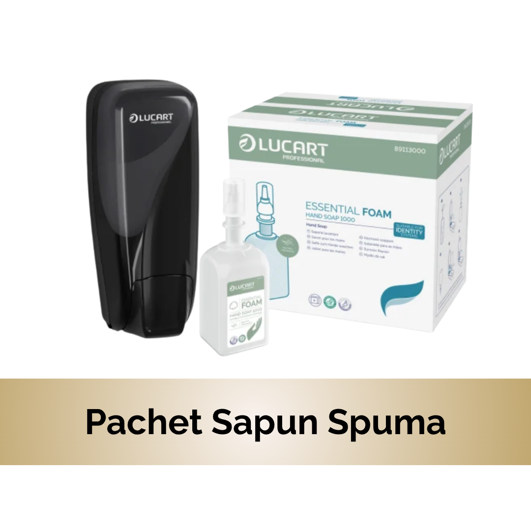 Pachet 1x Dispenser sapun Lucart + 6x rezerve sapun