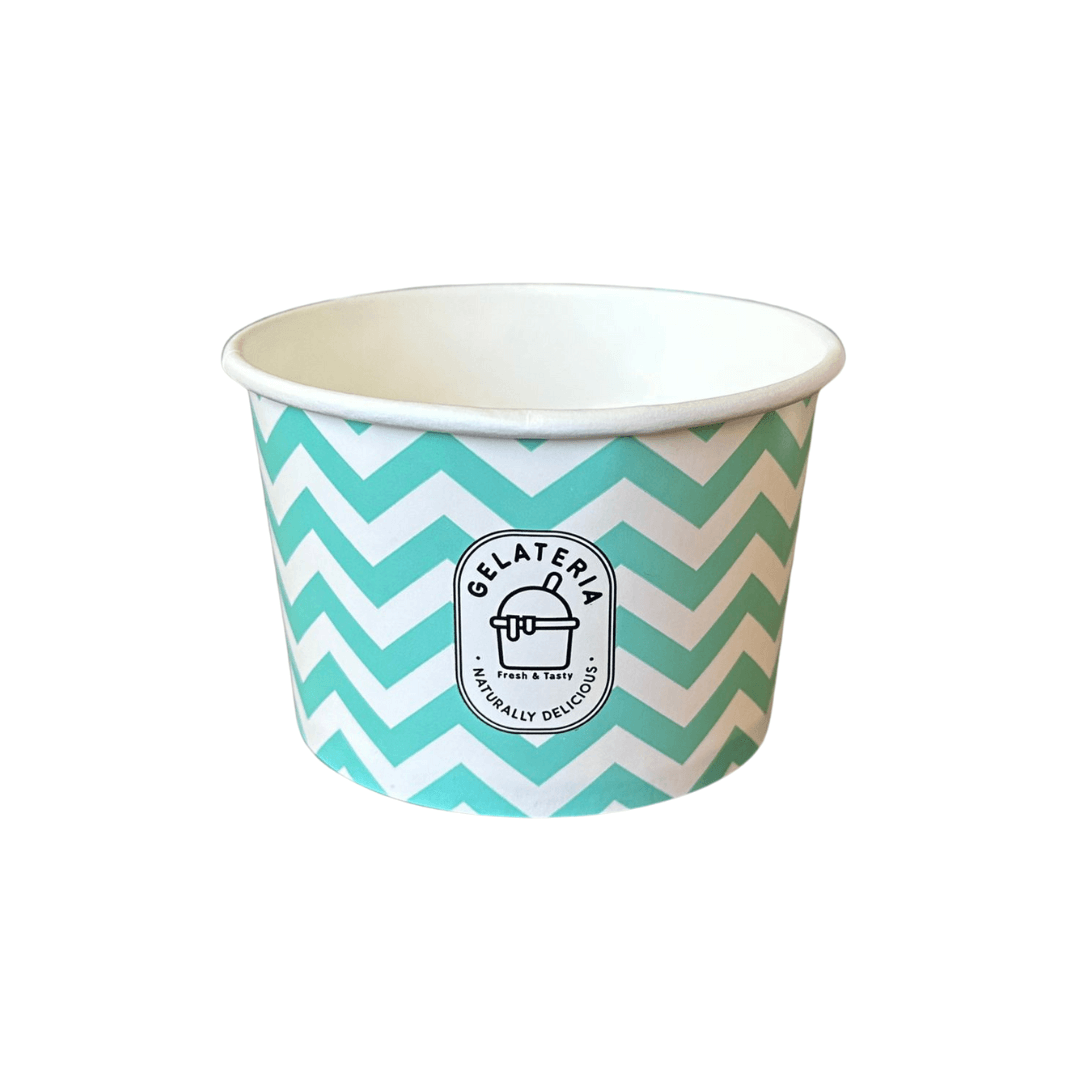 Cupe carton verzi model zig-zag inghetata, 8 oz, 50 buc/set