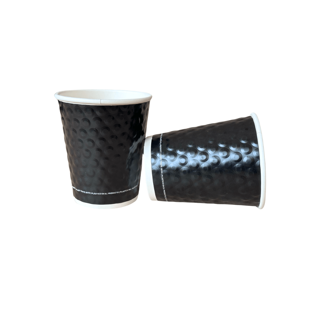 Pahare de carton negre cu perete dublu 8 oz