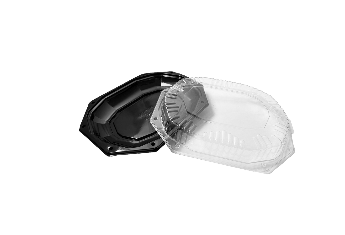 Platouri negre medii cu capac inclus, 50 buc/set