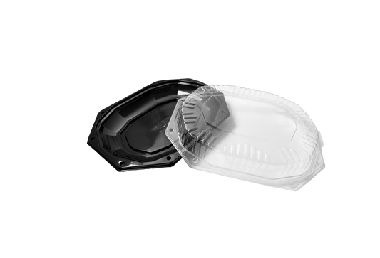 Platouri negre medii cu capac inclus, 50 buc/set