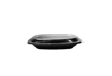 Platouri negre mici 30 x 18 cm, cu capac transparent, 50 buc/set