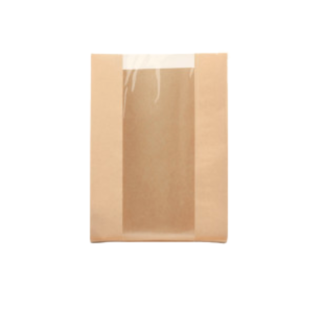 Pungi hartie natur cu fereastra 15 x 6 x 25 cm, 1000 buc/bax