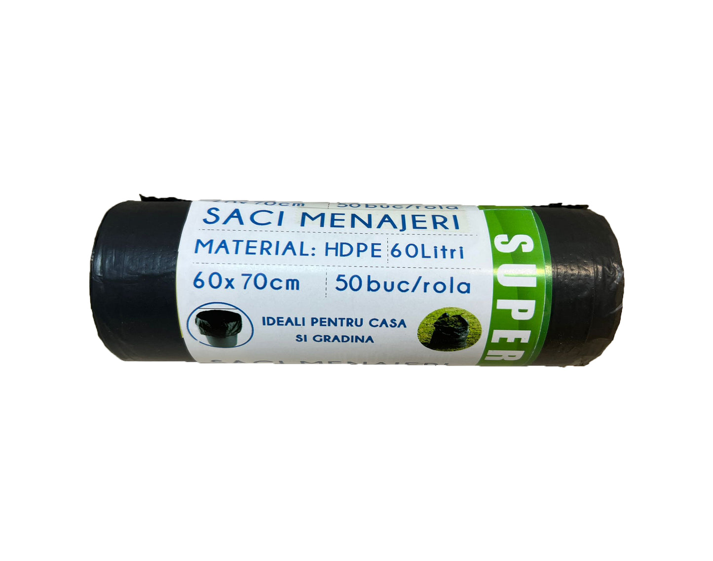 Saci menajeri negri 60L, HDPE, 60 x 80, 50 buc