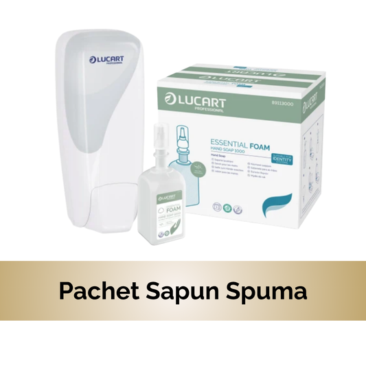 Pachet 1x Dispenser alb sapun Lucart + 6x rezerve sapun