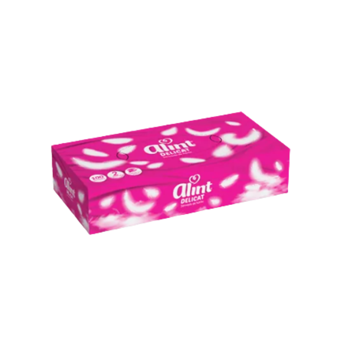 Servetele faciale albe, la cutie (pop-up), 2 straturi, 100 buc/cutie