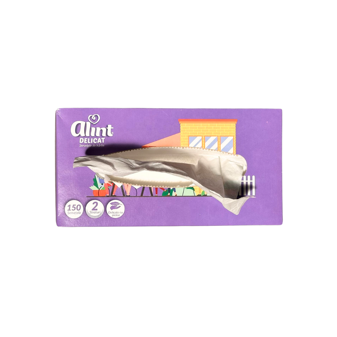 Servetele faciale albe, la cutie (pop-up) Alint Delicat