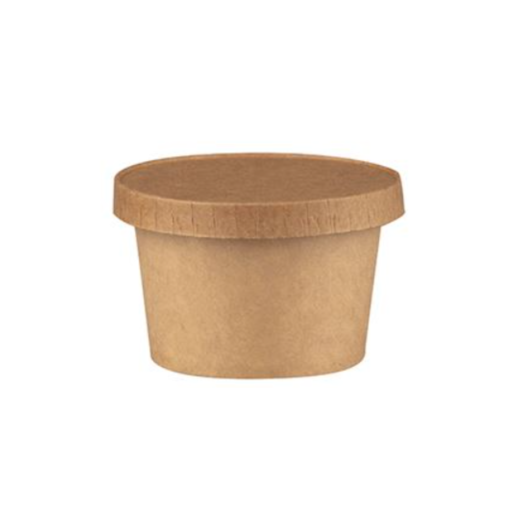 Sosiera kraft carton 2 oz/60 cc, 100 buc/set cu capac din carton