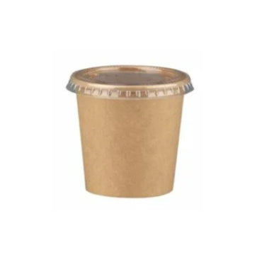 Sosiere kraft din carton 4 oz, 120 ml, cu capac transparent