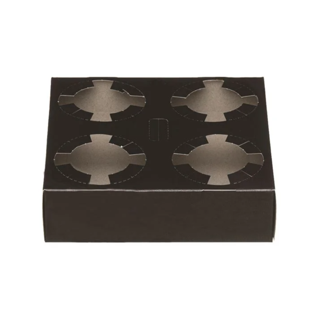 Suporturi negre pentru 4 pahare din carton, 50 buc/set