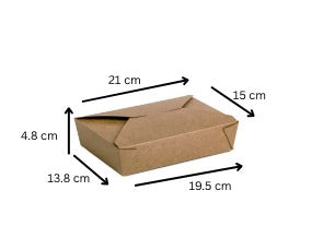 Cutii carton kraft meniuri catering 195 x 138 x H 48 mm, 50 buc/set