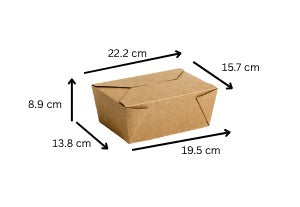 Cutii carton kraft meniuri catering 195 x 138 x H 89 mm, 40 buc/set