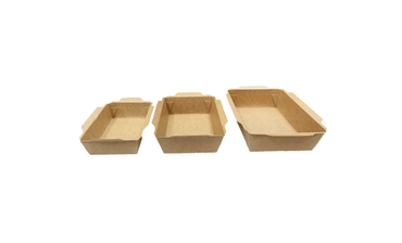 Cutii carton laminate kraft catering cu capac transparent, 50 buc/set