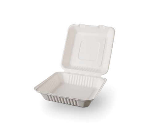 Caserole patrate BIO mari cu capac, din trestie de zahar, 50 buc/set