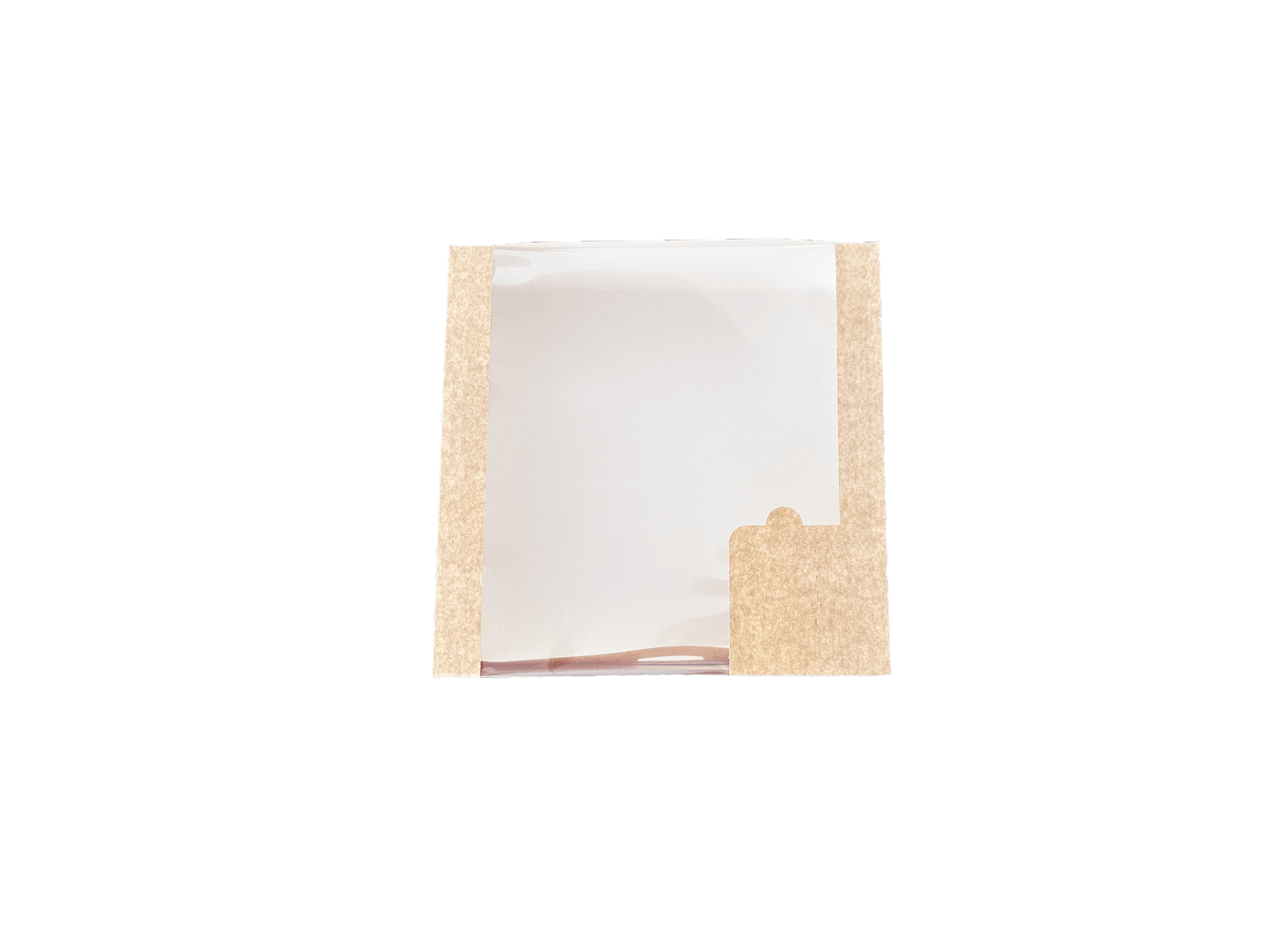 Cutii carton natur cu fereastra pentru prajituri 24 x 24 x H 6 cm, 50 buc/set