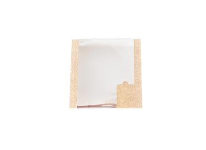 Cutii carton natur cu fereastra pentru prajituri 24 x 24 x H 6 cm, 50 buc/set
