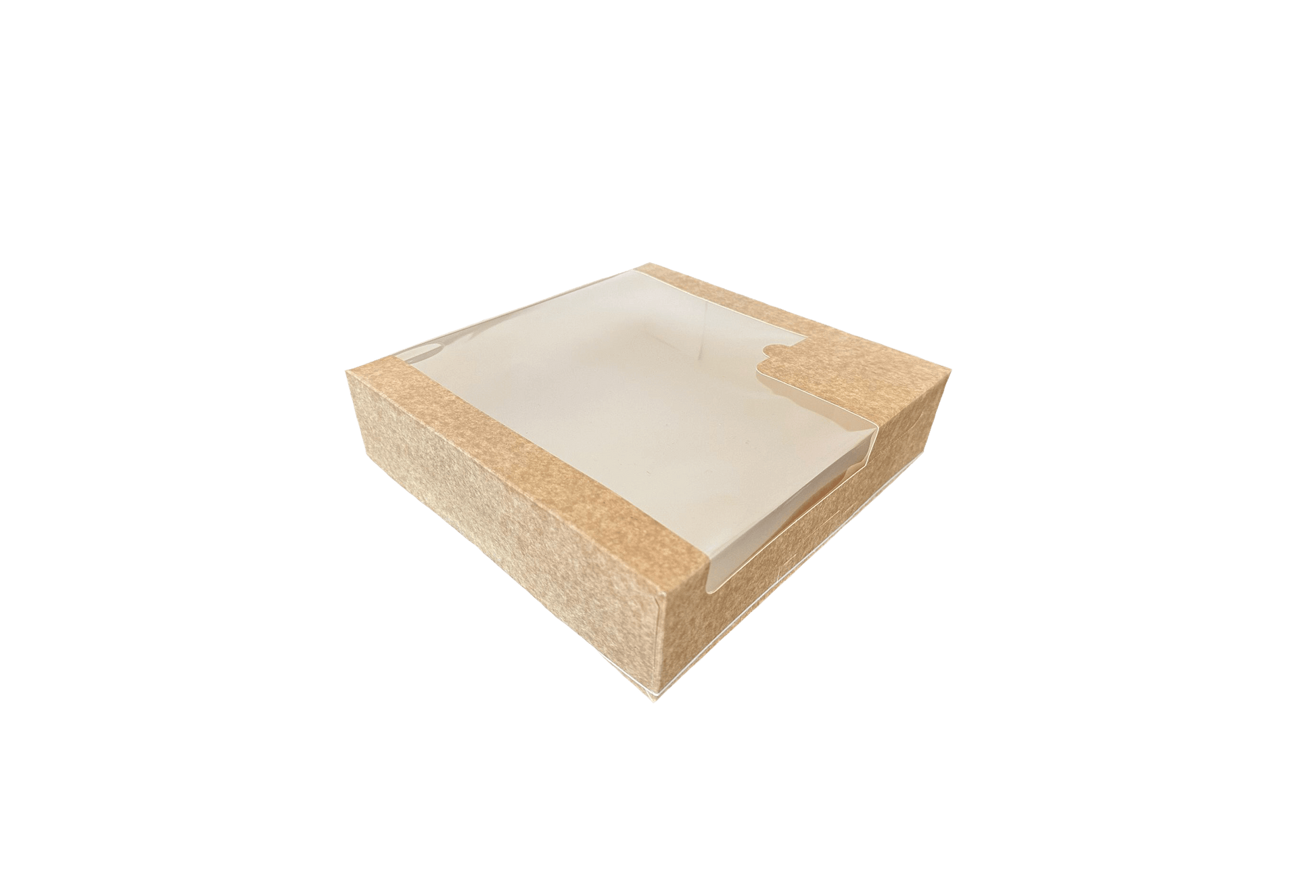 Cutii carton natur cu fereastra pentru prajituri 24 x 24 x H 6 cm, 50 buc/set
