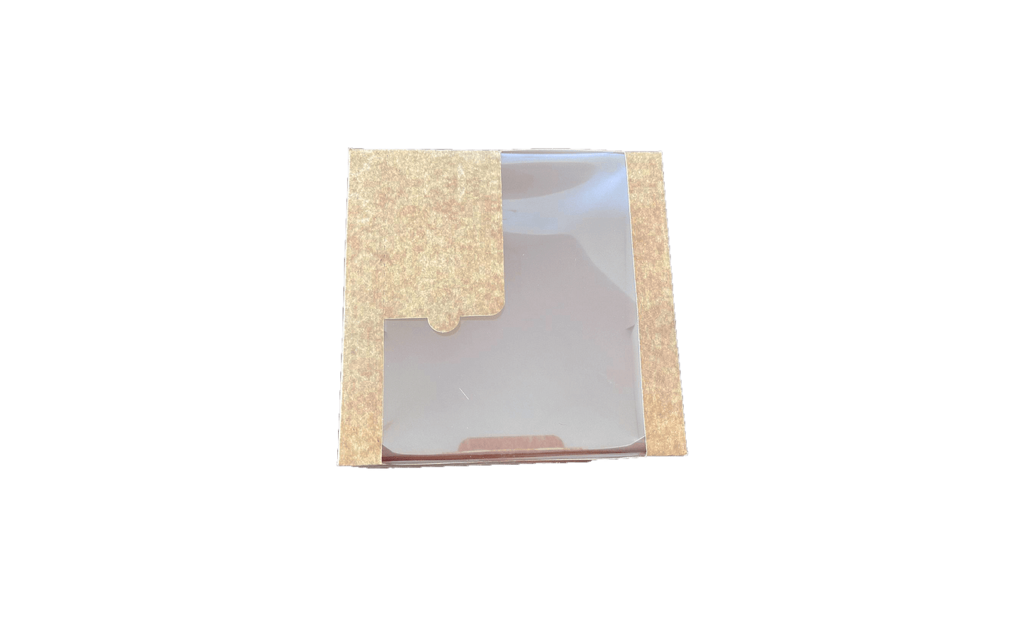 Cutii carton natur cu fereastra pentru prajituri 21 x 21 x H 10 cm, 50 buc/set
