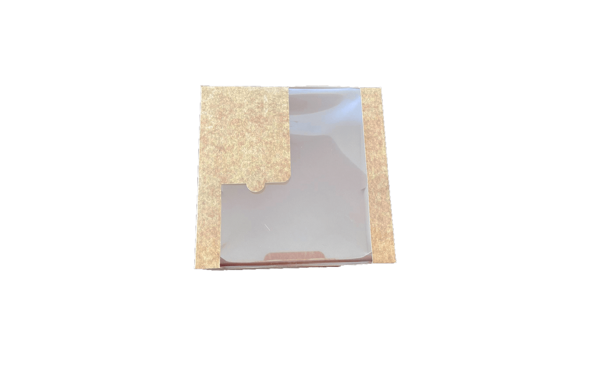 Cutii carton natur cu fereastra pentru prajituri 21 x 21 x H 10 cm, 50 buc/set