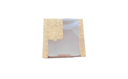 Cutii carton natur cu fereastra pentru prajituri 21 x 21 x H 10 cm, 50 buc/set