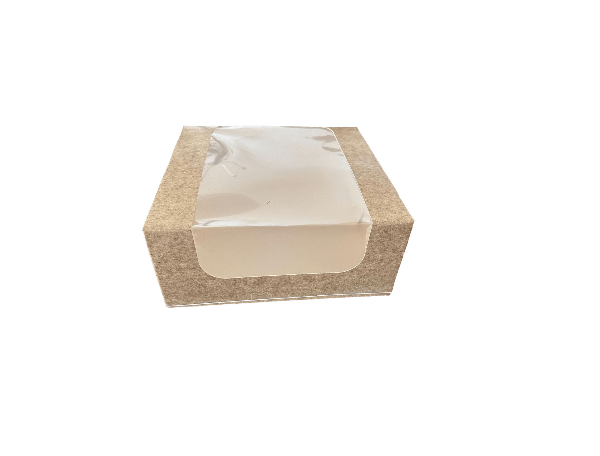 Cutii carton natur cu fereastra pentru prajituri 24 x 24 x H 10 cm, 25 buc/set